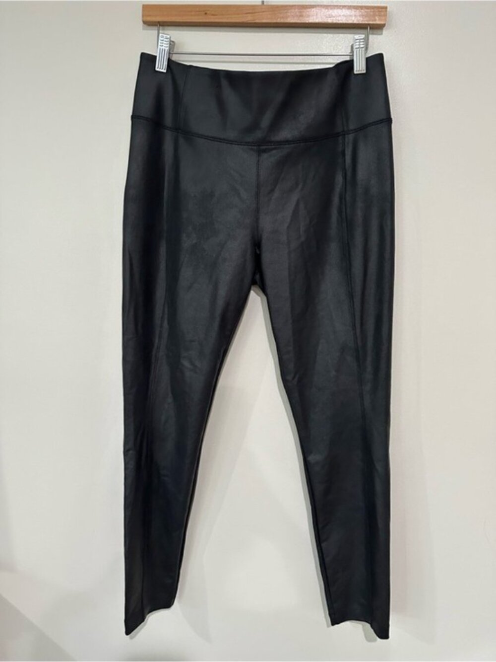 Athleta Delancey Gleam Faux Leather Leggings Black Luxe Size Large - Picture 2 of 8